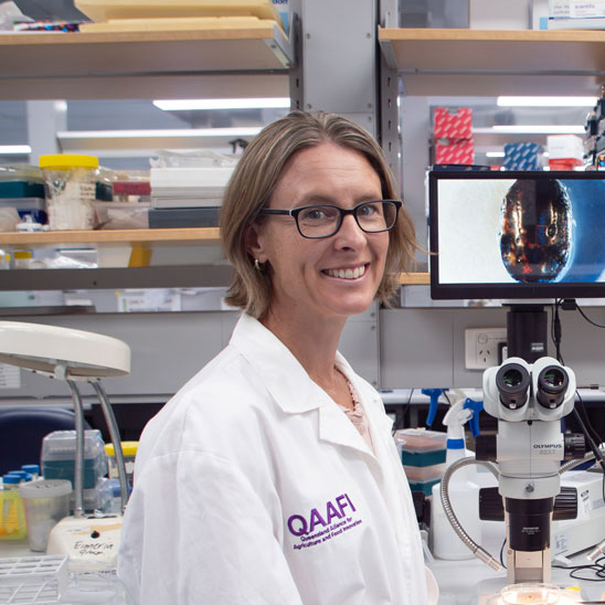 Headshot of Dr Hannah Siddle in a laboratory wearing a lab coat