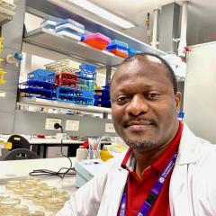 Michel Beya in the laboratory with samples 